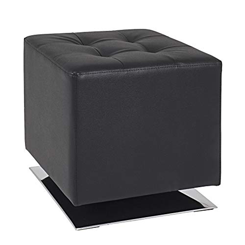 Haku Möbel Sgabello, Pelle Sintetica, Cromo-Nero, L 40 X P 40 X A 42 Cm