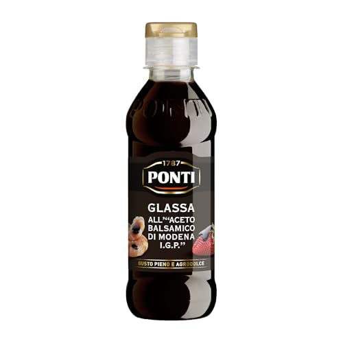 Ponti, Glassa All'Aceto Balsamico Di Modena I.G.P., Ideale Per Tutte Le Ricette, Gusto Pieno Ed Agrodolce Dall'Acidità Moderata, 100% Made In Italy, S