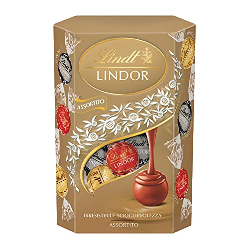 Lindt Lindor Praline Di Cioccolato Al Latte, Fondente, Bianco, 16 Cioccolatini Assortiti, In Confezione 200G