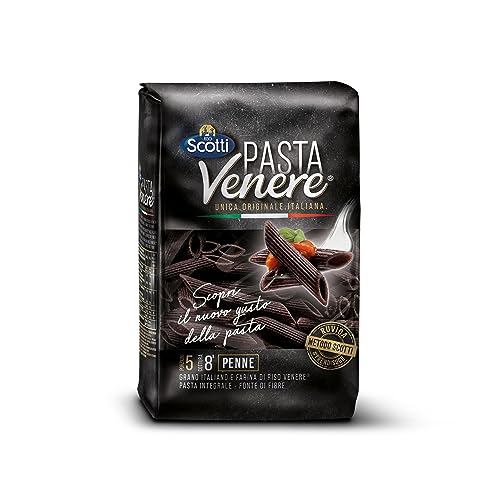 Riso Scotti, Pasta Venere Penne, Pasta Integrale Di Riso Coltivato In Italia, Fonte Di Fibre, Fosforo E Proteine, Ideale Per Un'Alimentazione Equilibr