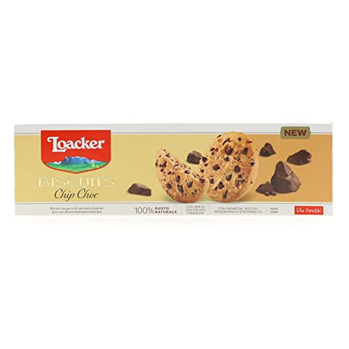 Loacker Chip Choc Dark, Golosi Biscotti Di Pastafrolla Con Pepite Di Cioccolato Fondente Con Cacao Peruviano, Ideali Per Merenda, Snack E Dessert, Con