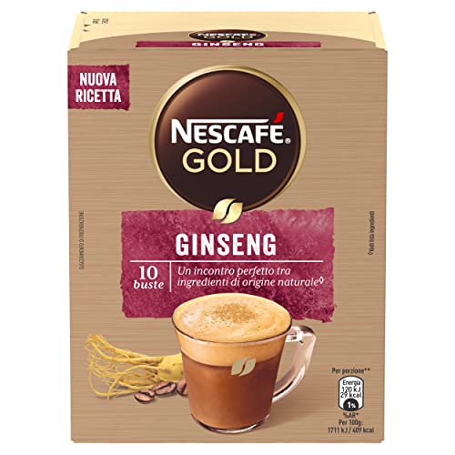 Nescafé Gold Ginseng Caffè Solubile Al Ginseng, 10 Bustine 70G