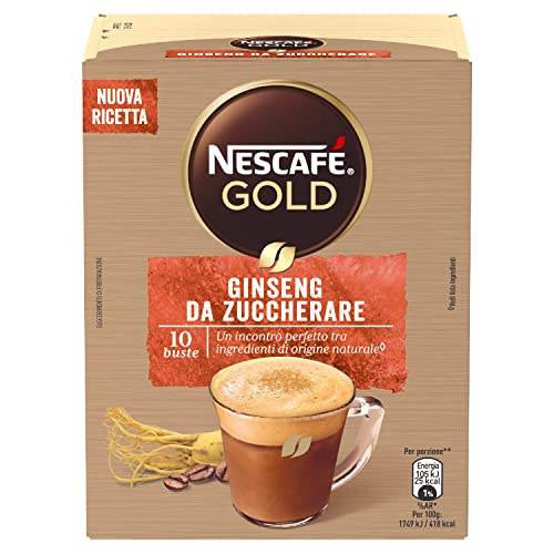 Nescafé Gold Ginseng Da Zuccherare Caffè Solubile Al Ginseng, 10 Bustine 60G