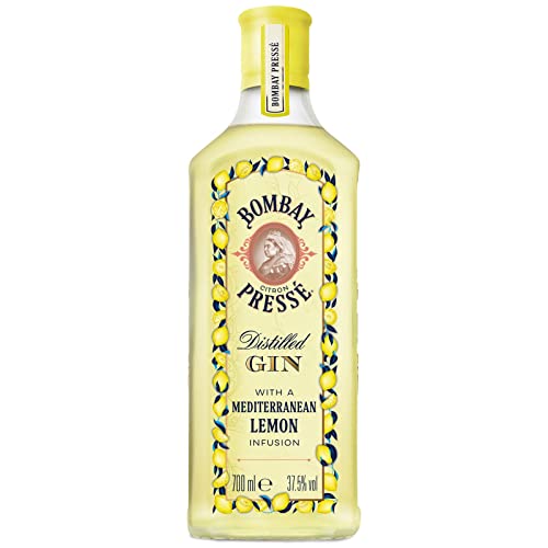 Bombay Citron Pressé Premium Distilled Lemon Flavoured Gin, Infuso A Vapore Con I Più Pregiati Limoni Del Mediterraneo, Vol. 37,5%, 70 Cl / 700 Ml