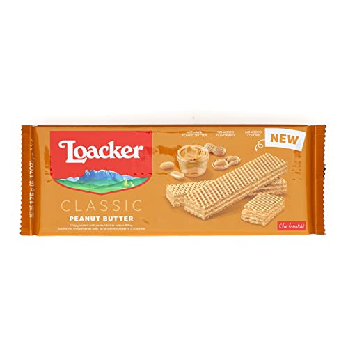 Loacker Classic Peanut Butter, Fragranti Cialde Di Wafer Con Deliziosa Crema Al Burro D'Arachidi, Merenda E Snack, Confezione Da 175G