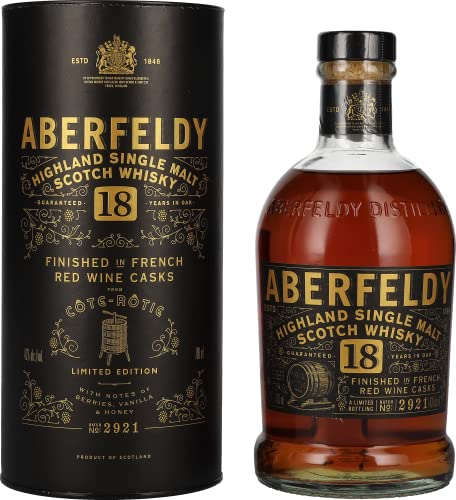 Aberfeldy 18 Years Old Highland Single Malt Red Wine Casks Côte Rôtie 43% Vol. 0,7L In Giftbox