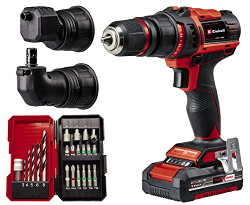 Einhell Trapano Avvitatore A Batteria Te-Cd 18/45 3X-Li +22 1X2,0 Ah Pxc (Mandrino Amovibile, Attacco Angolare, Attacco Eccentrico, 22 Accessori Te, B