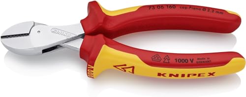 Knipex X-Cut Tronchese Laterale Compatto A Grande Forza Di Taglio Cromata, Isolati Con Manici Rivestiti In Materiale Bicomponente, Collaudati Vde 160