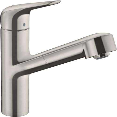 Hansgrohe Focus M42 Miscelatore Cucina Monocomando 150, Bocca D'Erogazione Estraibile, 1 Getto, Acciaio Inox, 71814800