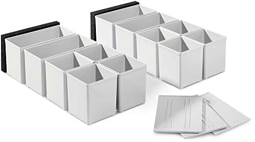 Festool 201124 - Set Contenitori In Plastica, 6 Pezzi Ciascuno, Dimensioni 60 X 60/120 X 71, Colore Bianco