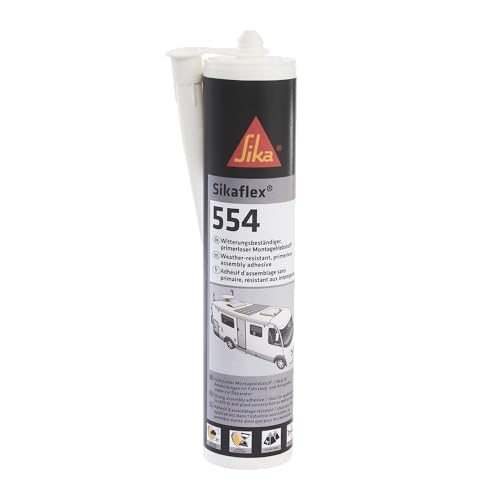Sika - Sikaflex 554, Bianco - Adesivo Multiuso Ideale Per Camper - Elevata Elasticità - Resistente Agli Agenti Atmosferici - Cartuccia Da 300Ml