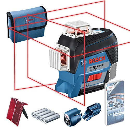 Bosch Professional Livella Laser A 3 Linee Gll 3-80 C (Con App, Raggio D’Azione: Fino A 30 M, 4 Batterie X Aa, Confezione In Cartone)