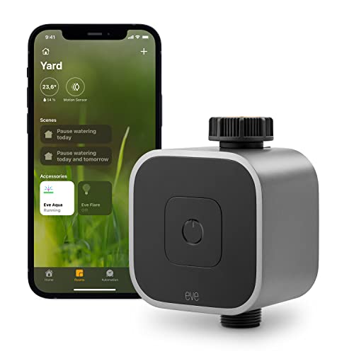 Eve Aqua – Regolatore Dell'Acqua Intelligente Per L'App Apple Casa O Siri, Irrigazione Automatica Con Programmazioni, Facile Da Usare, Accesso Remoto,
