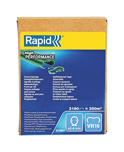 Rapid Vr16 Confezione Da 3190 Anelli Di Fissaggio In Acciaio Zincato Con Rivestimento In Pet Verde Per Recinzioni E Reti Metalliche Da 2 - 8 Mm