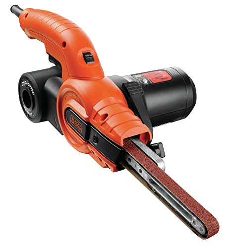 Black+Decker Ka900E-Qs, Lima Elettrica 350W: Velocità Variabile 900-1.600 M/Min - Dimensioni Nastro 13X451Mm - Aspirazione Integrata Ciclonica Della P