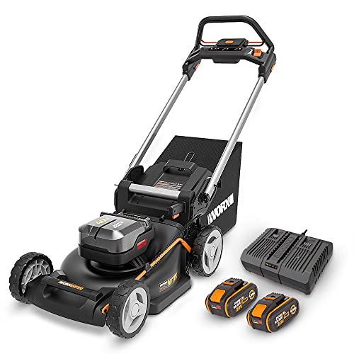 Rasaerba Nitro 40 V (2 X 20 V) Worx | Powershare | Wg749E | Include 2 Batterie 4 Ah E Caricatore Doppio | 46 Cm Con Trazione | Mulching | 7 Posizioni