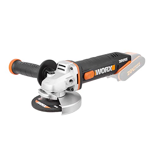 Worx Wx800.9 Smerigliatrice Angolare A Batteria 20V, Impugnatura Supplementare, 8.600 Giri/Min, Diametro Del Disco 115 Mm - Solo Corpo Macchina, Senza