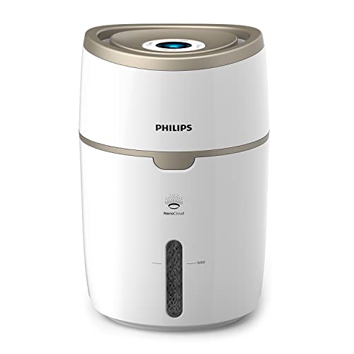 Philips 2000 Series Umidificatore D'Aria - 44M² Umidificatore D'Ambiente, Nanocloud, 2 Velocità, Modalità Sleep, Serbatoio 4 Litri (Hu4816/10)