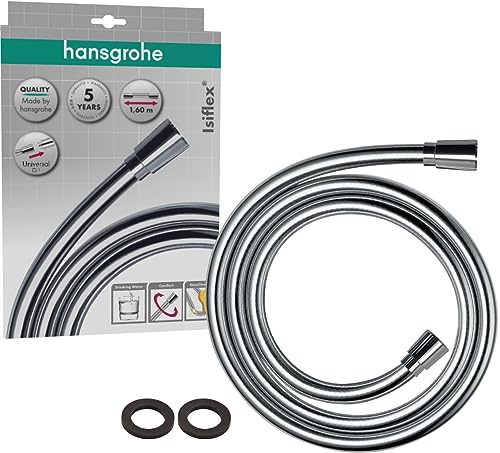 Hansgrohe Isiflex - Tubo Flessibile Doccia 1,60 M Con Protezione Antitorsione E Antipiega, Incl. Guarnizioni Cromo