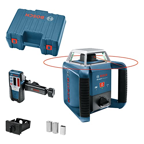 Bosch Professional Laser Rotante Grl 400 H (Pannello A Singolo Tasto, Ricevitore Laser Lr 1, Asta Graduata Gr 2400, Treppiede Bt 152, Portata: Fino A