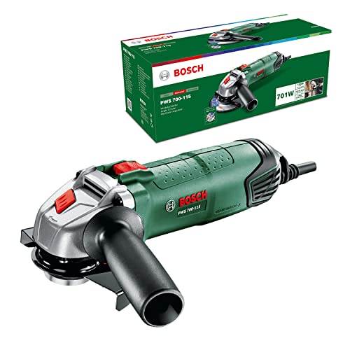 Bosch Smerigliatrice Angolare Pws 700-115, 701 W, Diametro Disco: 115 Mm, Confezione In Cartone