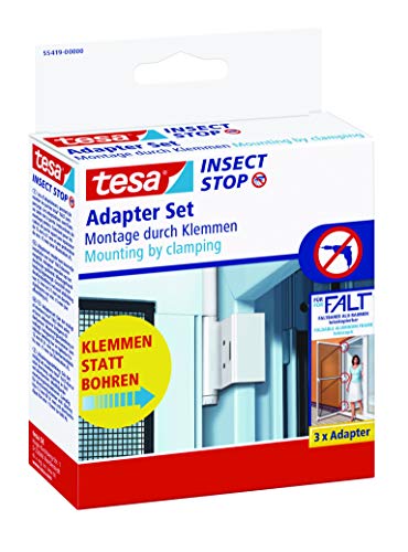 Tesa Insect Stop Falt Adattatore Zanzariera Per Porte - Per Telai In Alluminio - Morsetto Per Il Montaggio Del Telaio Senza Foratura O Viti - Bianco