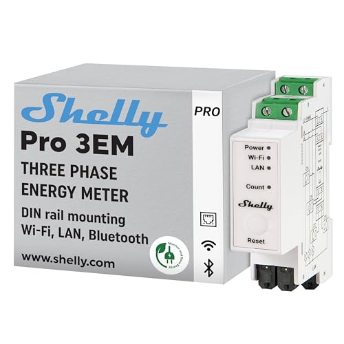 Shelly Pro 3Em 400A, Misuratore Consumo Di Corrente Trifase, Wifi, Wlan, Bluetooth, Barra Din, Scenari Personalizzati, Misurazione Consumi Elettrodome