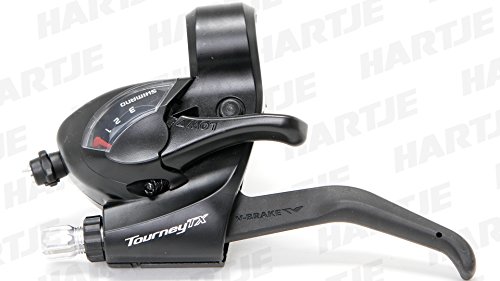 Shimano Schalt-/Bremshebel 'Tourney Tx' St-Tx 800 Mod.15 Sb-Verpackt, Ez Fire Plus, Für V-Brake Mit Optischer Ganganzeige, 2-Finger, 3-Fach, Links, Sc