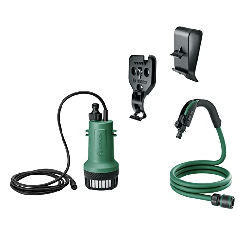 Bosch Home And Garden Pompa Sommersa A Batteria Gardenpump 18V-2000, Kit Di Prolunga (Con Attacchi Parete E Al Serbatoio Tubo Flessibile Da Giardino 2