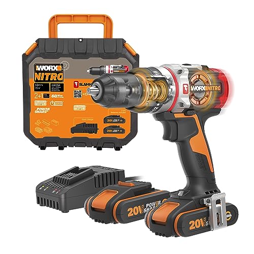 Worx Trapano A Batteria 20 V Slammer Drill Wx354.9 Motore Brushless Senza Batteria E Caricabatteria