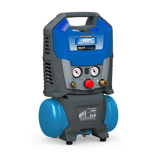 Abac Compressore D'Aria Portatile Suitcase 6, Compressore Aria Oil-Free Con Tubo Flessibile, Manometro Integrato, Pressione Massima 8 Bar, Potenza 1.5
