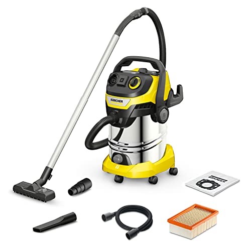 Kärcher Wd 6 P S V-30/6/8/22/T - Bidone Aspiratutto Solidi Liquidi, Aspirapolvere Potente Da 260Aw, 1300W, Con Sacco, Funzione Scuoti-Filtro, Giallo/N