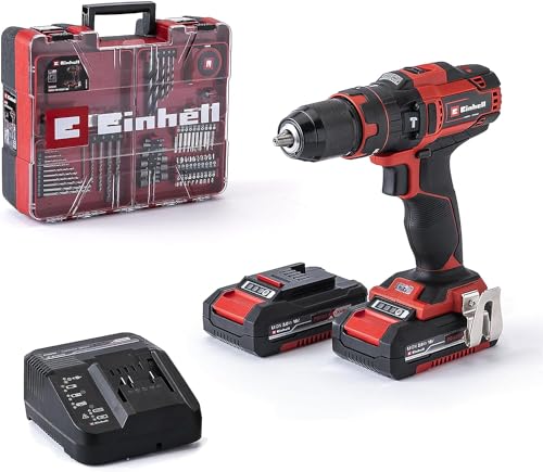 Einhell Set Trapano Percussione Con Batterie Te-Cd 18/40 Li-I +64, 2X2.0 Ah, Pxc, 18V, 40Nm, Sistema Regolazione Giri, 2 Velocita, Max 24.000 Min-1, C