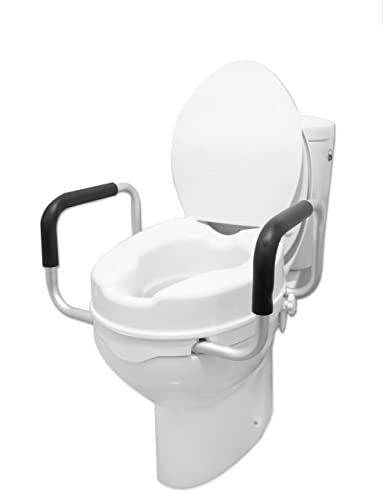Pepe - Rialzo Wc Per Anziani Con Braccioli (10 Cm Di Altezza), Rialzo Wc Con Coperchio, Rialzo Bagno Disabili, Alzawater Per Anziani, Rialzo Per Wc Un