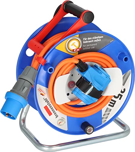 Brennenstuhl - Enrollador De Cable De Camping Con Cable De 25 M, Con Acoplamiento En Ángulo Cee Incluye Toma Combinada De Contacto De Protección Y Enc