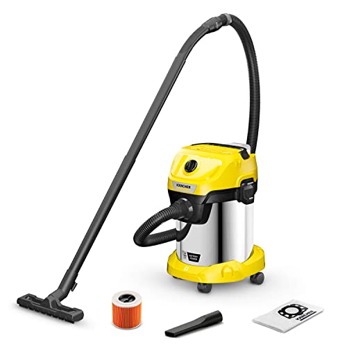 Kärcher Wd 3 S V-17/4/20 - Bidone Aspiratutto Solidi Liquidi, Potente Aspirapolvere Da 200Aw, 100W, Con Sacco, Funzione Soffiante, Giallo/Nero
