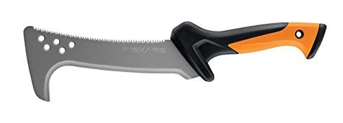 Fiskars Roncola Seghettata, Utilizzabile Anche Come Tiratronchi, Incluso Fodero In Nylon, Lunghezza Della Lama: 23 Cm, Acciaio Temprato/Plastica, Nero