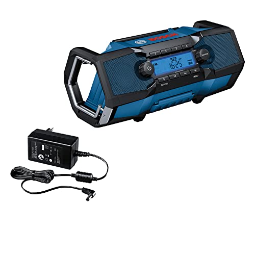 Bosch Professional 18V System Radio Da Cantiere A Batteria Gpb 18V-2 C (Ricezione Tramite Bluetooth, Fm E Aux, Incl. Alimentatore, Cavo Aux, Batteria