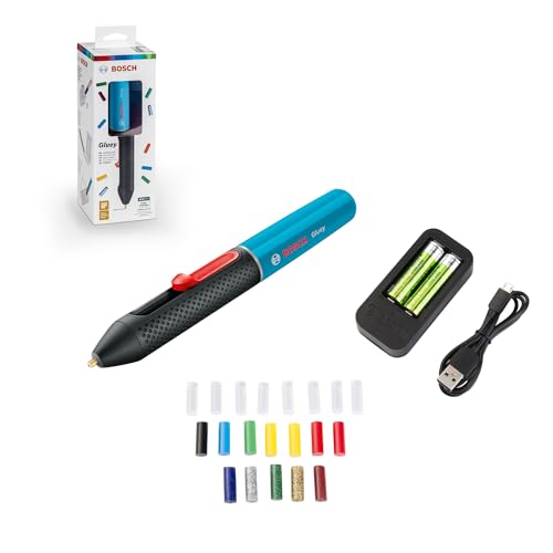Bosch Home And Garden Gluey Lagoon Blue Penna Incollatrice A Caldo Batteria, Con 20 Stick Di Colla, In Scatola Cartone, Blu