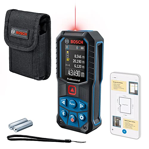 Bosch Professional Distanziometro Laser Glm 50-27 C (Campo Di Misura: Fino A 50M, Robusto, Ip65, Trasferimento Dati Tramite Bluetooth, 2 Batterie Aa,
