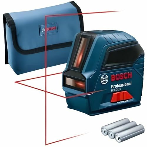 Bosch Professional Livella Laser Gll 2-10 (Laser Rosso, Da Interno, Raggio D’Azione: Fino A 10 M, 3X3 Pile Aa, Custodia Protettiva, Confezione In Cart