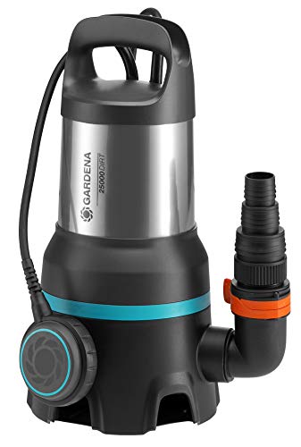 Gardena Pompa Sommersa Acqua Sporca 25000: Pompa Somm. Portata 25000 L/H, Funz. Automatic, Interruttore Flott. Funz. Continuo, Particelle Sporco Max.