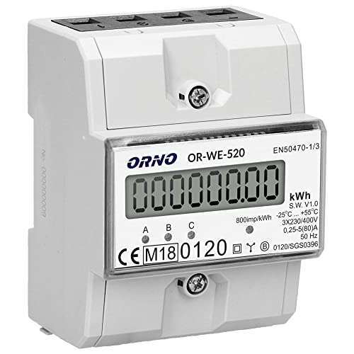 Orno Or-We-520 Contatore Energia Elettrica Trifase Certificato Mid