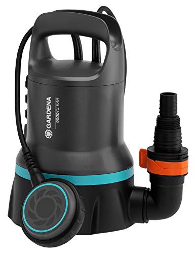 Gardena Pompa Sommersa Acqua Pulita 9000: Pompa Acqua Pulita Portata 9000 L/H, Interruttore Flottante Con Funzionamento Continuo, Aspirazione Piatta A