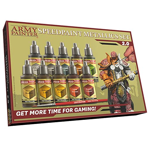The Army Painter Speedpaint Metallics 2.0, 10 Vernici Acrilici Per Dipingere 18Ml Bottiglie Set Colori Per La Pittura De Warhammer 40K Miniature Fanta
