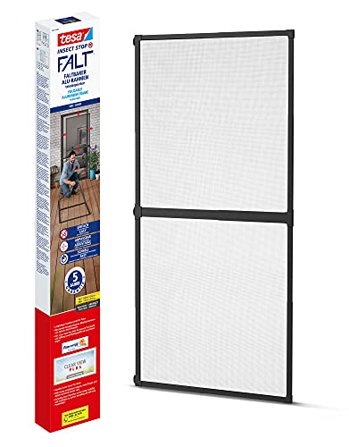 Tesa Insect Stop Falt Zanzariera - Con Telaio Pieghevole In Alluminio Per Porte - Con Telaio Telescopico Regolabile - Antracite - 80 Cm X 170 Cm A 100