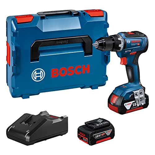 Bosch Professional Gsr 18V-55 - Avvitatore A Batteria (2 Batterie Da 4,0 Ah, Sistema Da 18 Volt, Coppia Massima: 55 Nm, In L-Boxx