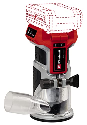 Einhell Power X-Change - Router Portatile Senza Fili, 18 V, Motore Senza Spazzole, Altezza Corsa 40 Mm, Regolazione Fine Della Profondità, Router Manu