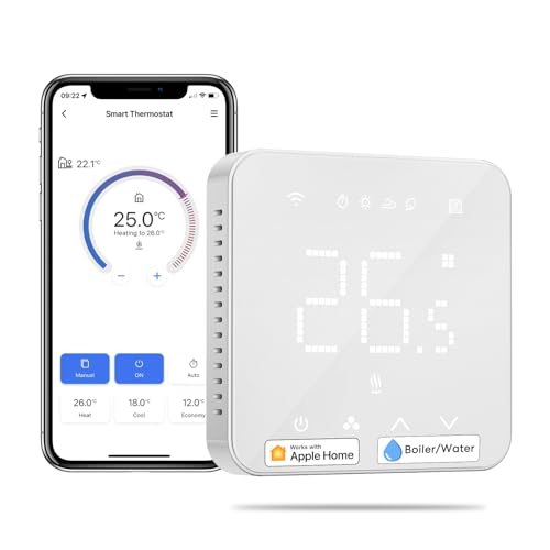 Meross Termostato Wifi, Termostato Smart Per Caldaia, Cronotermostato, Termostato Da Parete Intelligente Per Apple Homekit, Alexa E Google Assistant,