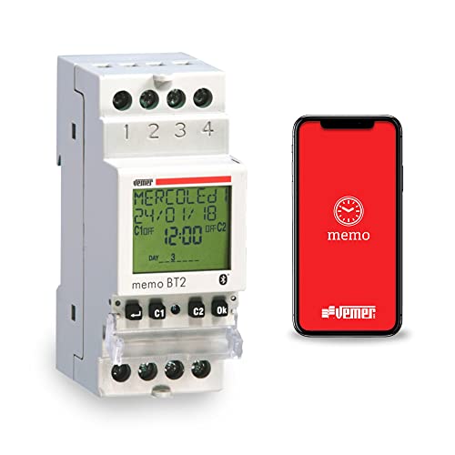 Vemer Ve767700 Memo Bt2 - Interruttore Digitale Con Programmazione Oraria O Astronomica, Interfaccia Bluetooth Con Smartphone E Tablet E App Dedicata,
